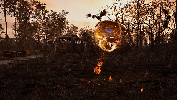 Eine Anomalie in der Zone: Die bedrohliche Schönheit von „Stalker 2: Heart of Chornobyl“ auf der PS5 zeigt sich in surrealen Szenen. - © GSC Game World