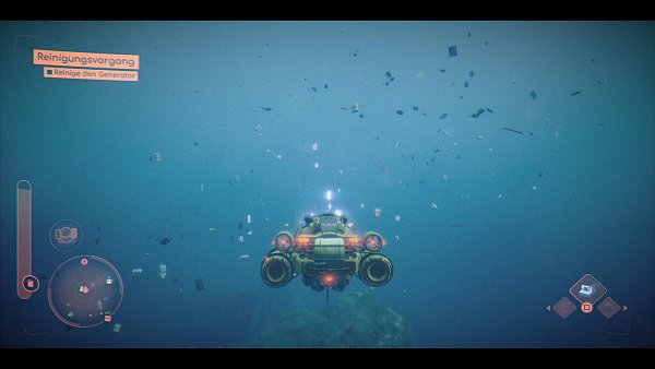 Was im All der Satellitenmüll ist, ist im Meer der Plastikmüll: Hier fahren wir durch eines der Müllfelder. - © Quantic Dream