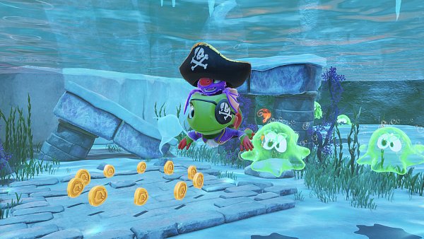 Yooka in Piratenmontur taucht in Yooka-Replaylee in Unterwasserwelten nach Schätzen. - © Playtonic Games