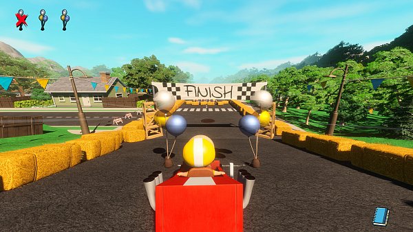 Auf die Seifenkistenrennen hatten wir uns sehr gefreut, sie sind aber in der Steuerung ungewöhnlich hektisch – ein bisschen mehr Feintuning wäre hier gut gewesen. - © Cradle Games
