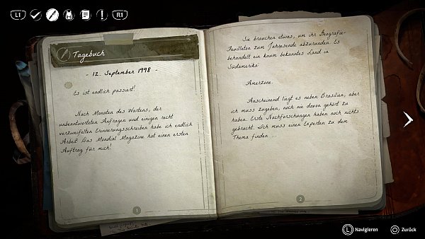 Wer "Amerzone" spielt, muss viel lesen, um die Hintergründe der Geschichte zu erfahren. Oft finden sich in Briefen und Unterlagen auch Hinweise auf Codes oder Geheimnisentwirrungen. - © Microids