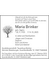 Traueranzeige für Maria Brinker 