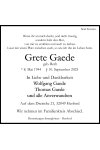 Traueranzeige für Grete Gaede 