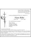 Traueranzeige für Hans Röhr 