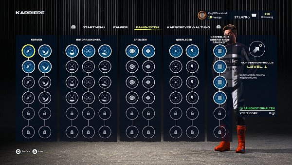 Der Talentbaum ist in fünf Äste unterteilt. Mit Punkten können wir hier spezielle Fähigkeiten freischalten, die wir mitunter nur ergattern, indem wir die Karriere weiterspielen. - © Milestone