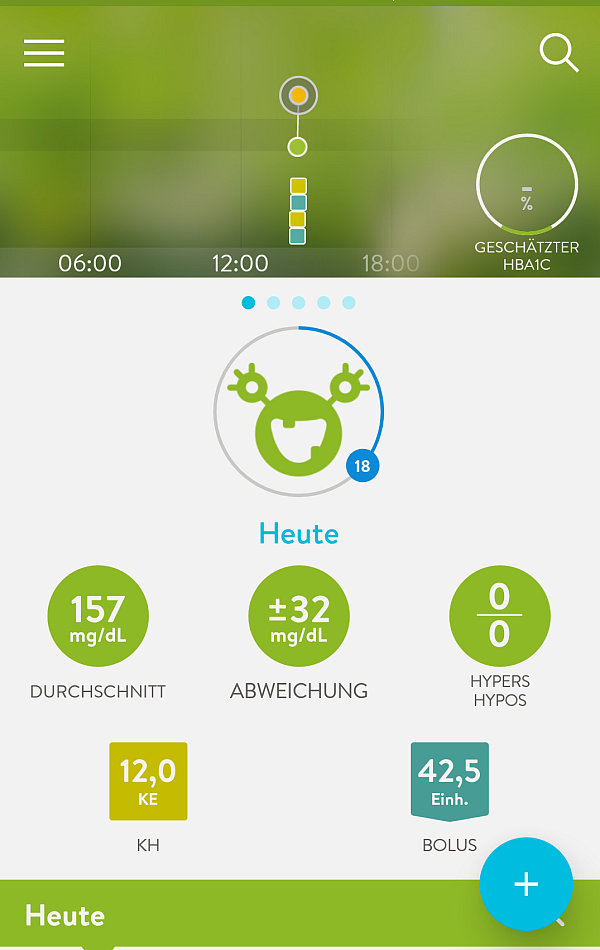 Die Übersichtsseite gibt einen Überblick über Tagesgesamtwerte oder durchschnittliche Blutzuckerwerte. - © Screenshot NW