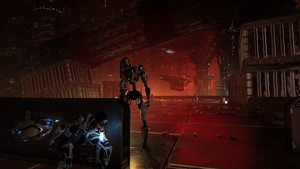 Es ist gut, wenn Zoe aus dem Verborgenen agiert. Sich jetzt aus der Deckung wagen, langsam anschleichen und dann den Roboter ausschalten. Wir können ihn auch durch ein Geräusch anlocken und die Überreste dann um die Ecke ziehen, was sinnvoll ist, wenn noch andere Gegner in der Nähe sind. Bloß keine Aufmerksamkeit erregen. - © ESDigital Games